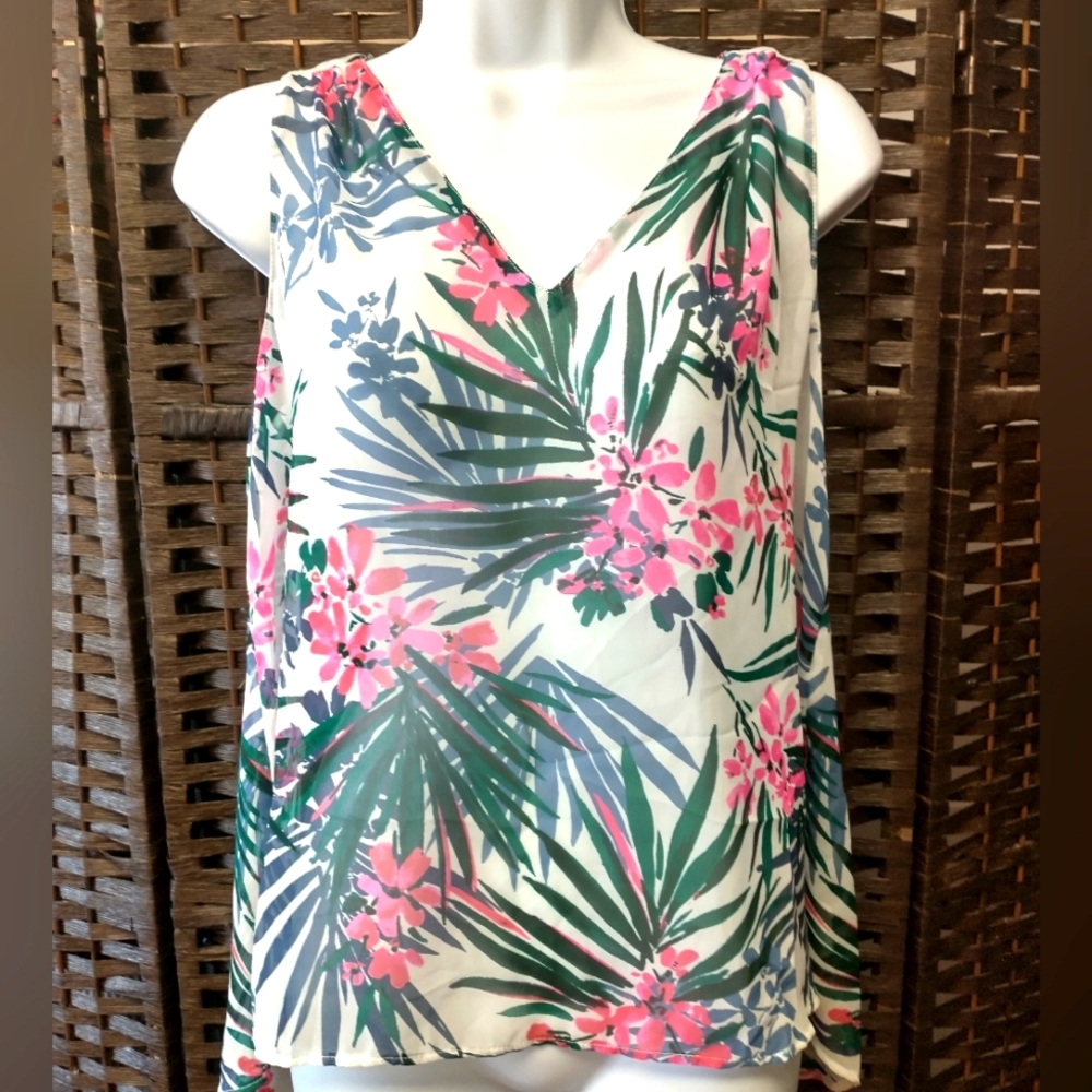 Small NWOT GAP Sheer Tropical Tank Top